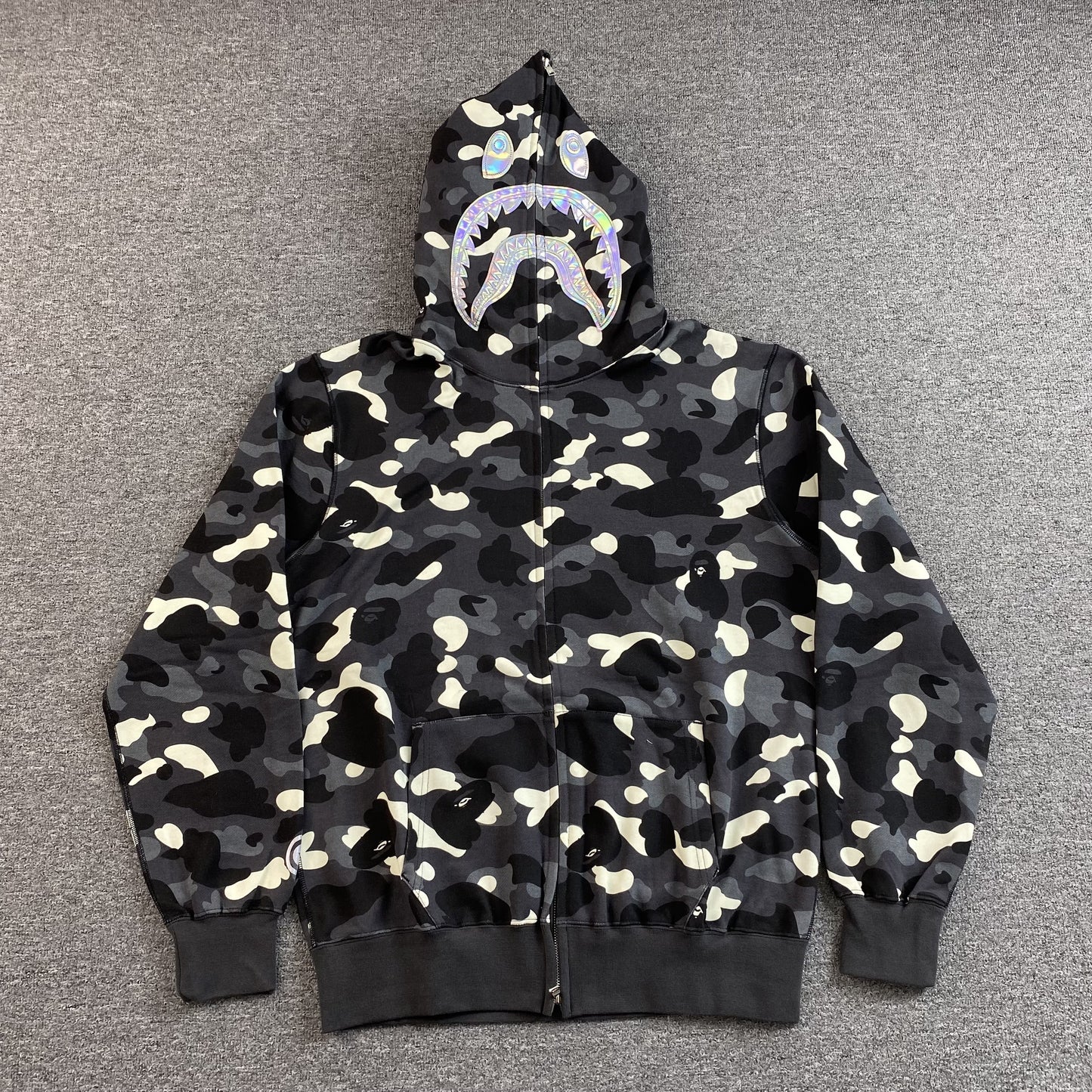 Campera Bape City Camo Shark Full Zip Negra