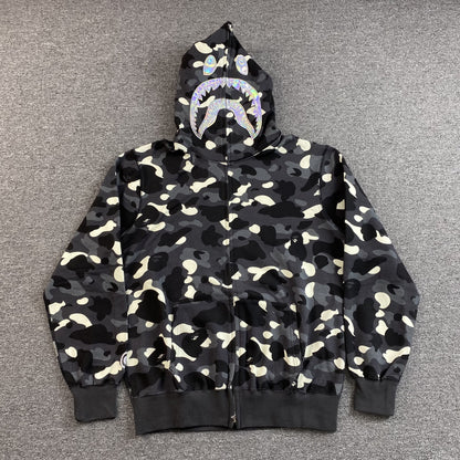 Campera Bape City Camo Shark Full Zip Negra