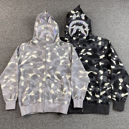Campera Bape City Camo Shark Full Zip Gris