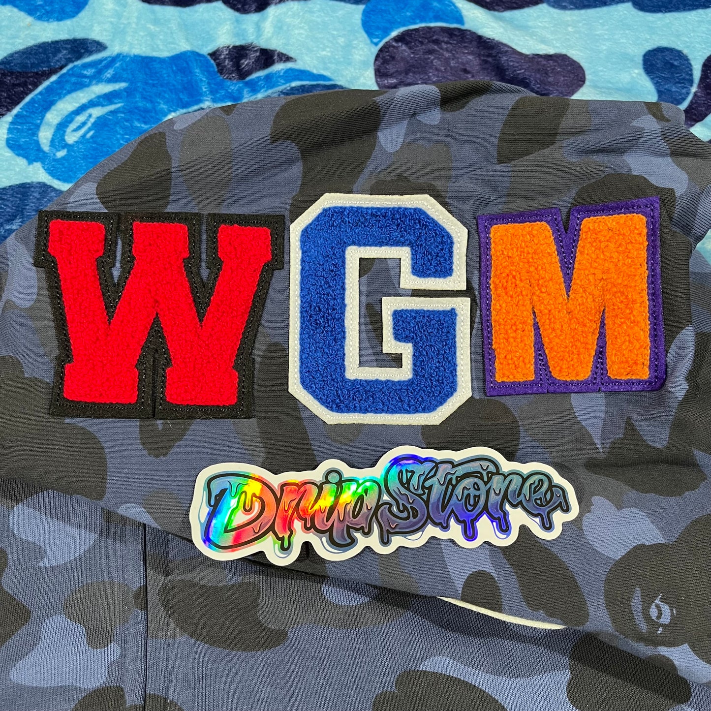 Campera Bape Color Camo Shark Full Zip Azul
