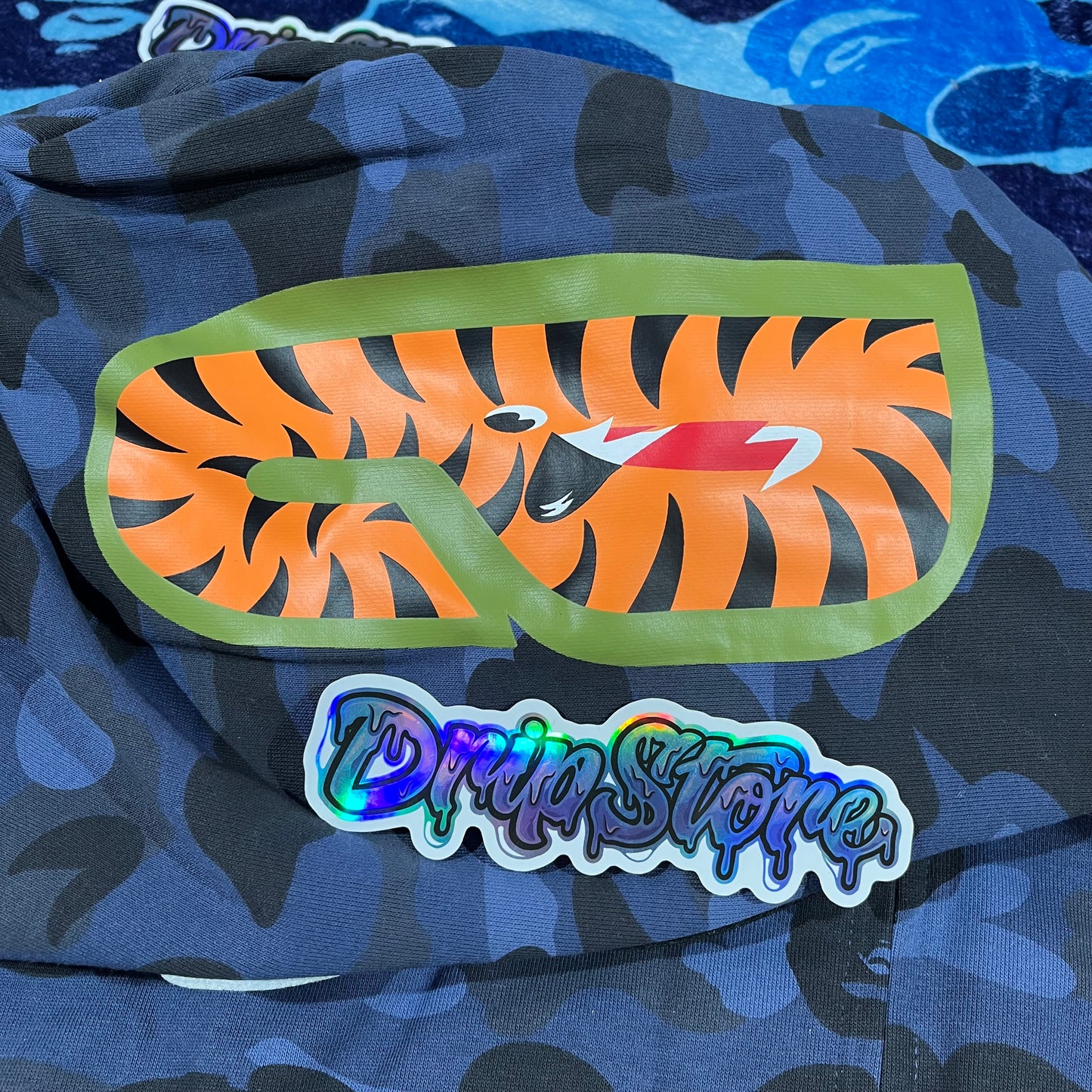 Campera Bape Color Camo Shark Full Zip Azul