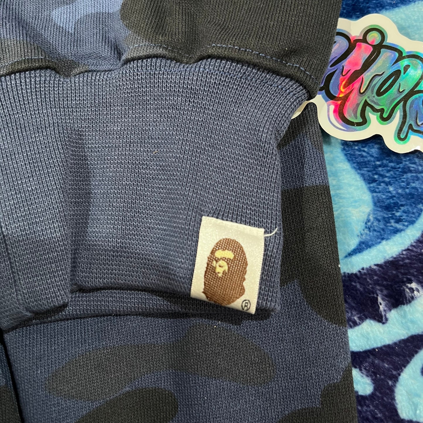 Campera Bape Color Camo Shark Full Zip Azul