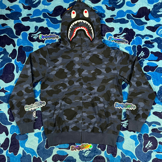Campera Bape Color Camo Shark Full Zip Azul