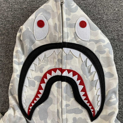 Campera Bape Harajuku Separate Shark Full Zip Blanco