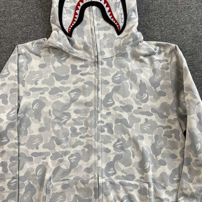 Campera Bape Harajuku Separate Shark Full Zip Blanco