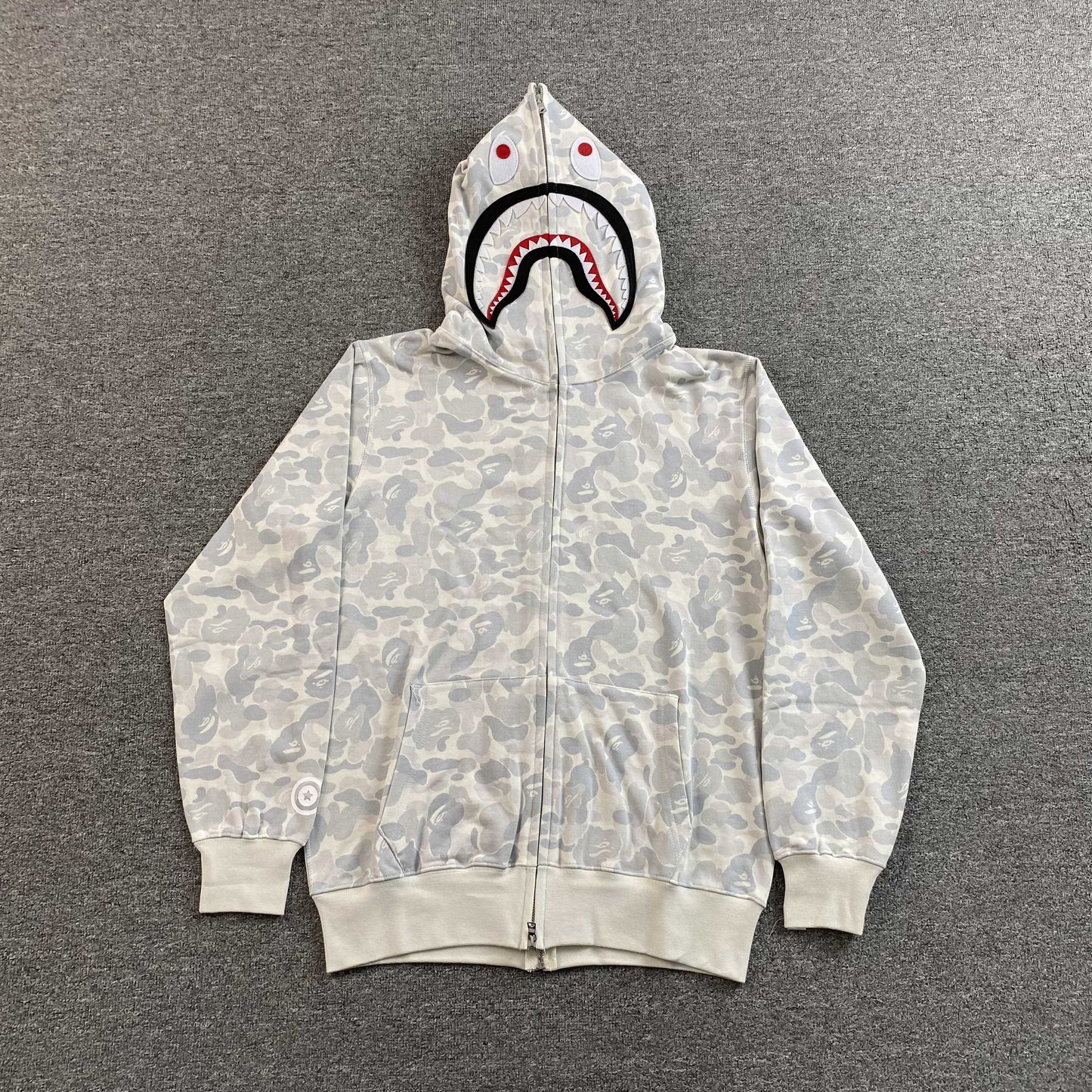 Campera Bape Harajuku Separate Shark Full Zip Blanco