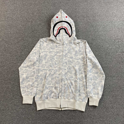 Campera Bape Harajuku Separate Shark Full Zip Blanco