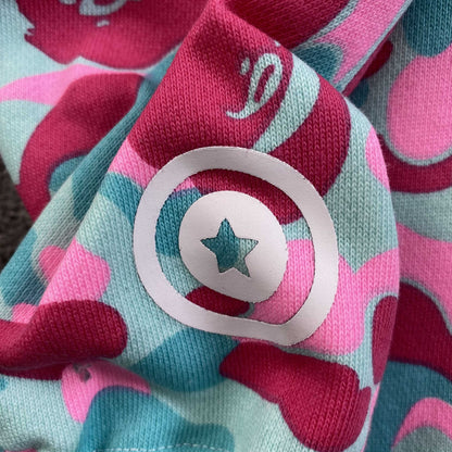 Campera Bape  Miami 4th Anniversary Shark Full Zip Rosa Azul