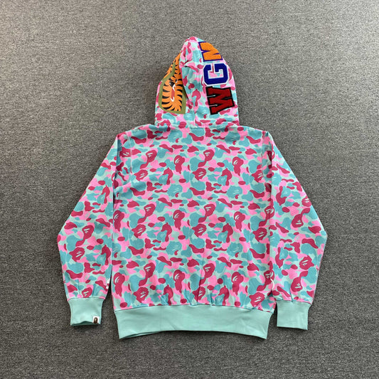 Campera Bape  Miami 4th Anniversary Shark Full Zip Rosa Azul