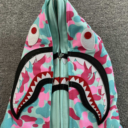 Campera Bape  Miami 4th Anniversary Shark Full Zip Rosa Azul