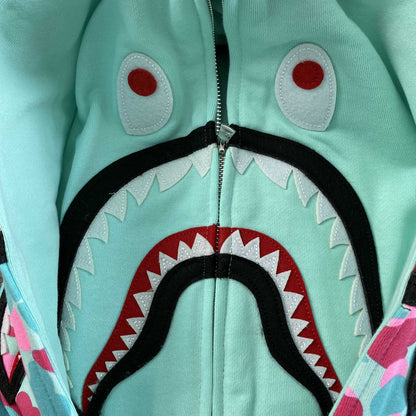 Campera Bape  Miami 4th Anniversary Shark Full Zip Rosa Azul