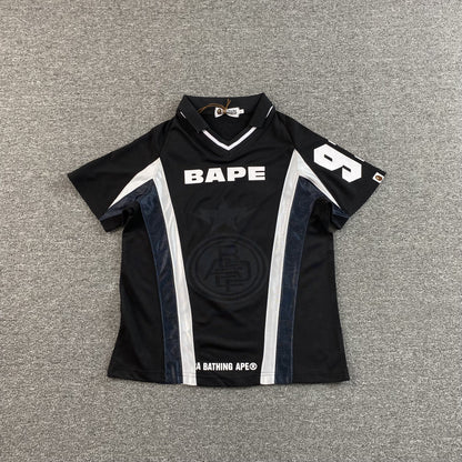 Remera Bape Multi Logo Soccer Jersey Negra