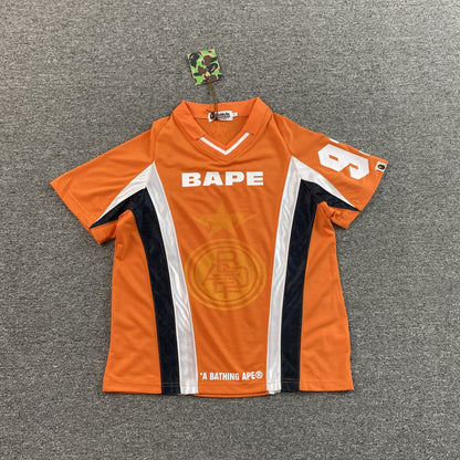 Remera Bape Multi Logo Soccer Jersey Naranja