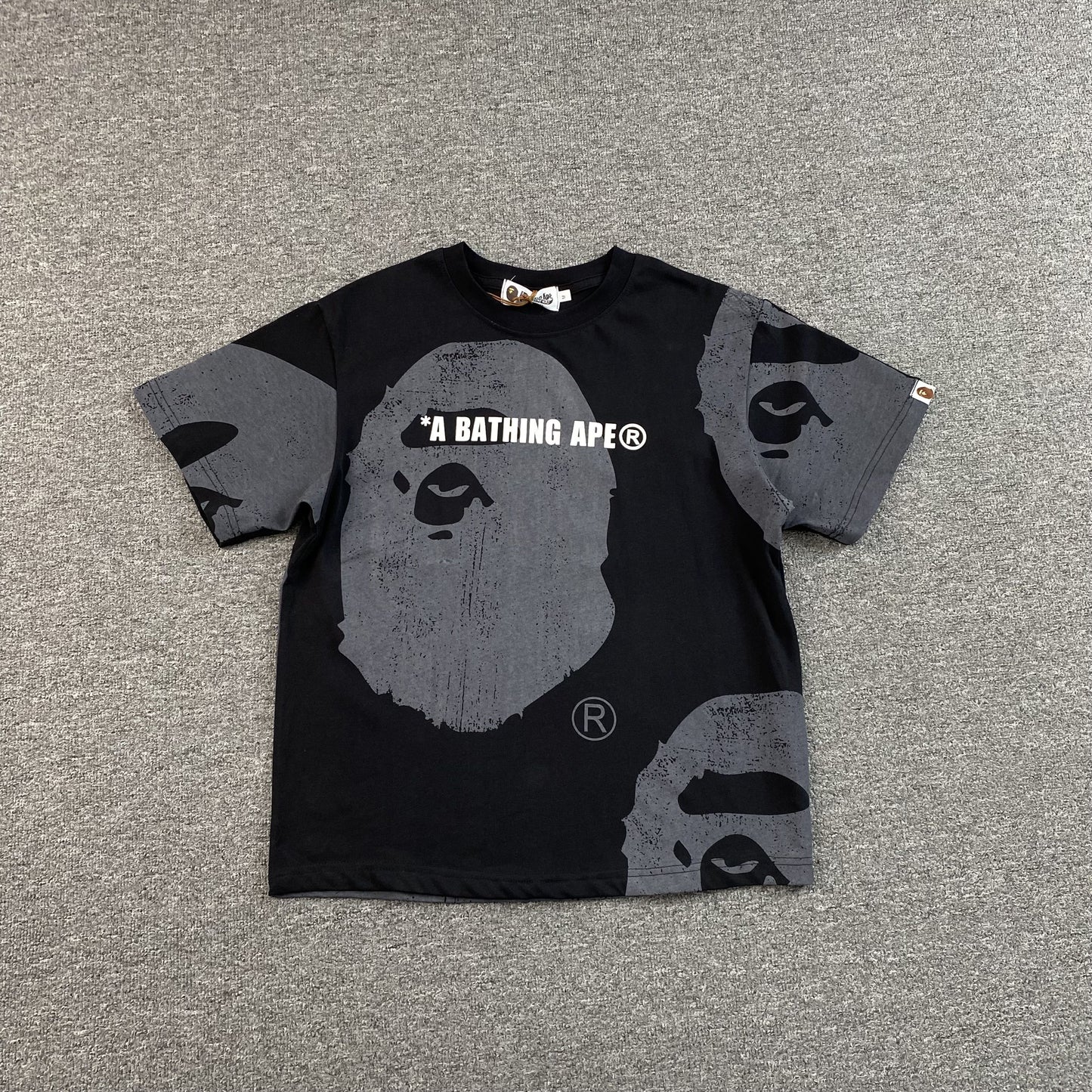 Remera Bape Water Print Ape Head Negra
