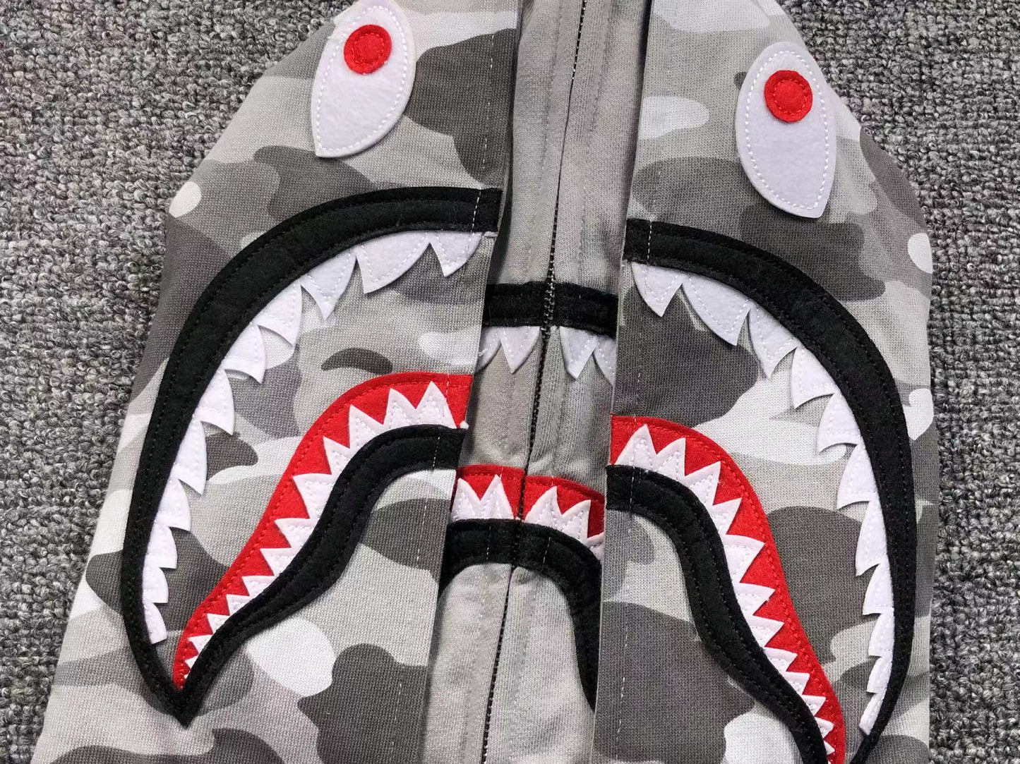 BAPE COLOR CAMO SHARK WIDE FULL ZIP DOUBLE HOODIE GRAY