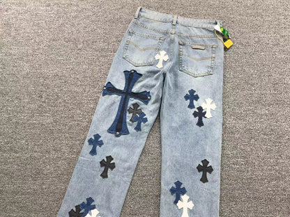 Chrome Hearts Cross Patch Pantalon Jeans Azul