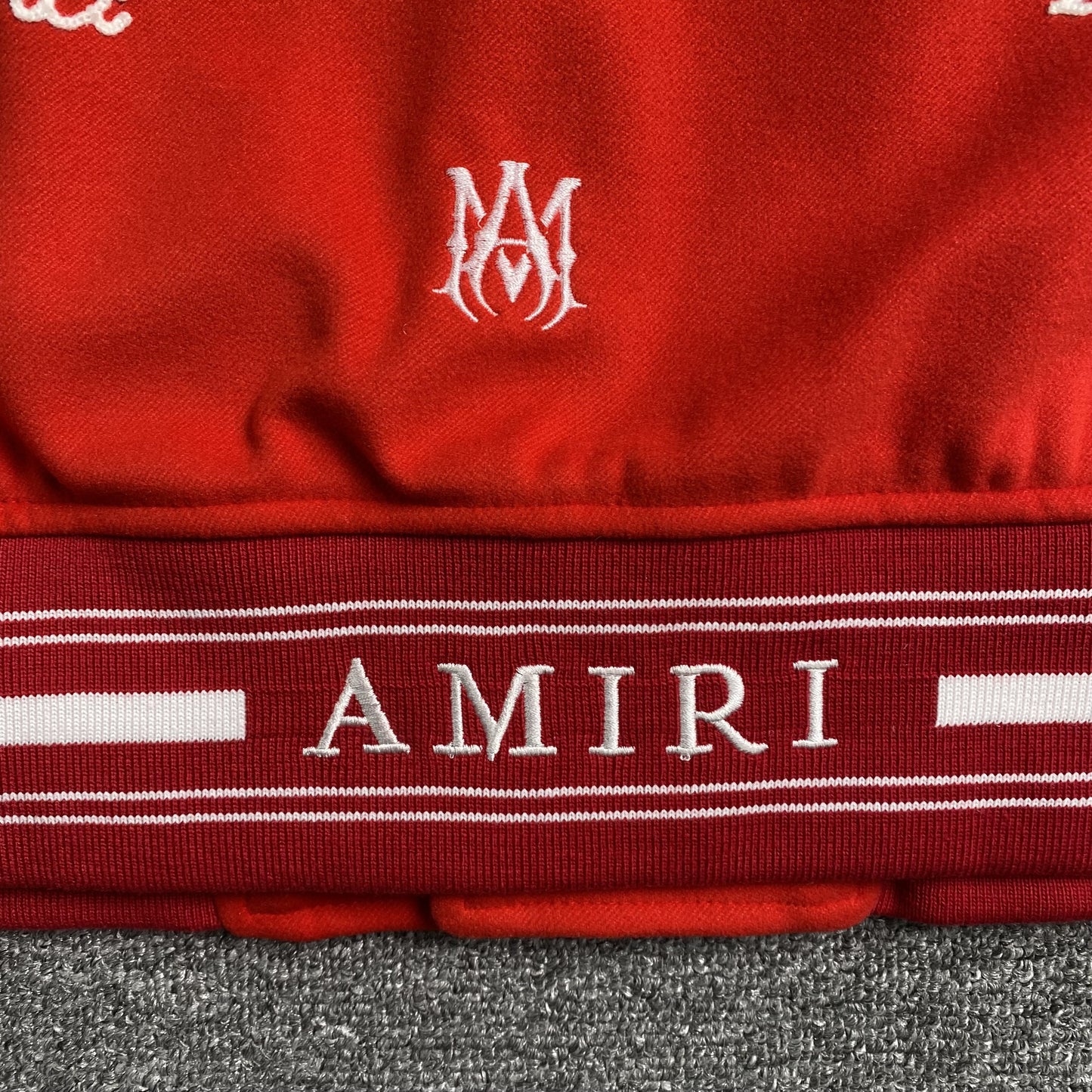 AMIRI LOGO PATCH VARSITY JACKET RED