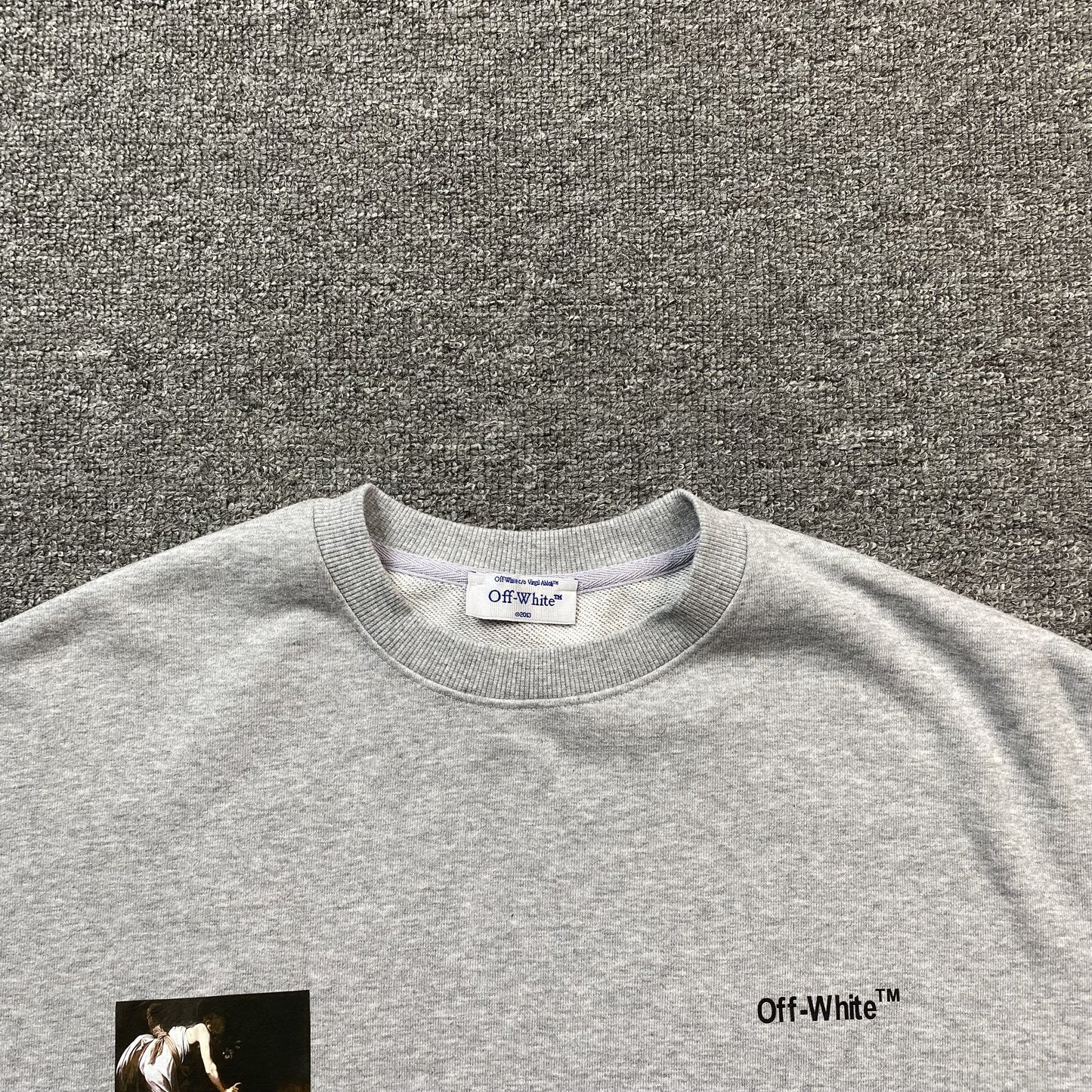 OFF WHITE CARAVAGGIO ANGEL CREWNECK GREY