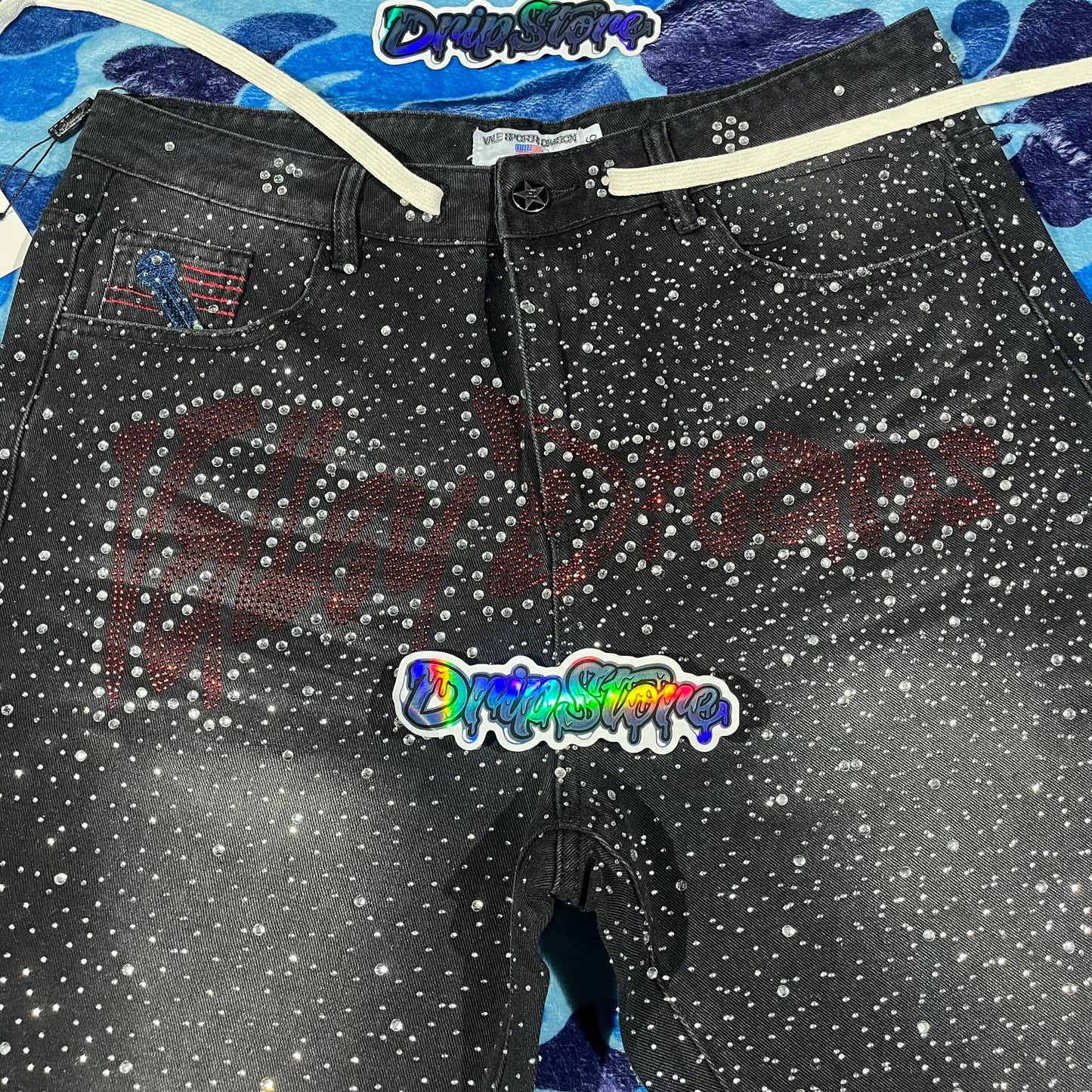 Bermuda Vale Forever Iced Out Denim Negra