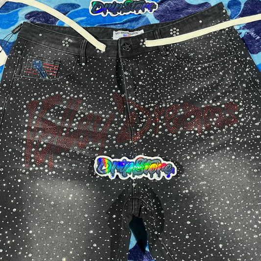 Bermuda Vale Forever Iced Out Denim Negra