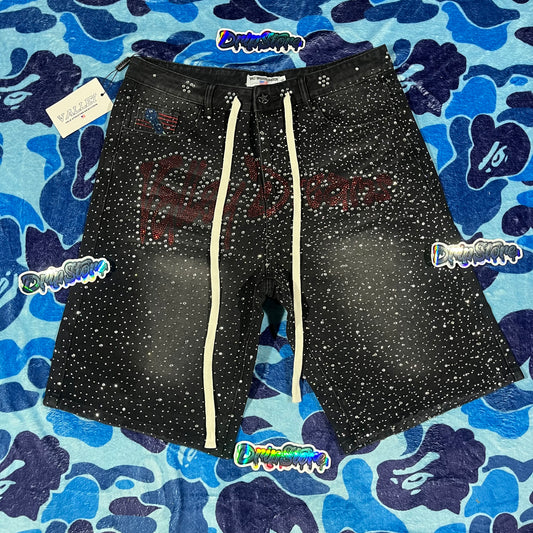 Bermuda Vale Forever Iced Out Denim Negra