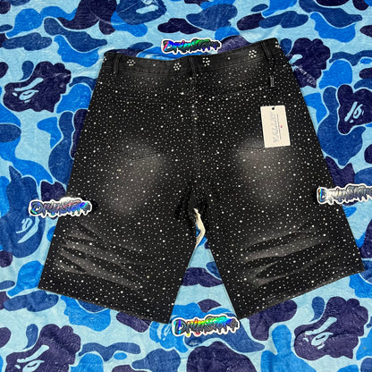 Bermuda Vale Forever Iced Out Denim Negra