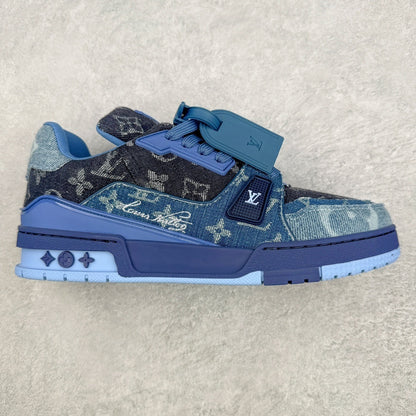 Louis Vuitton Trainer Sneaker Patchwork Monogram Denim Azul