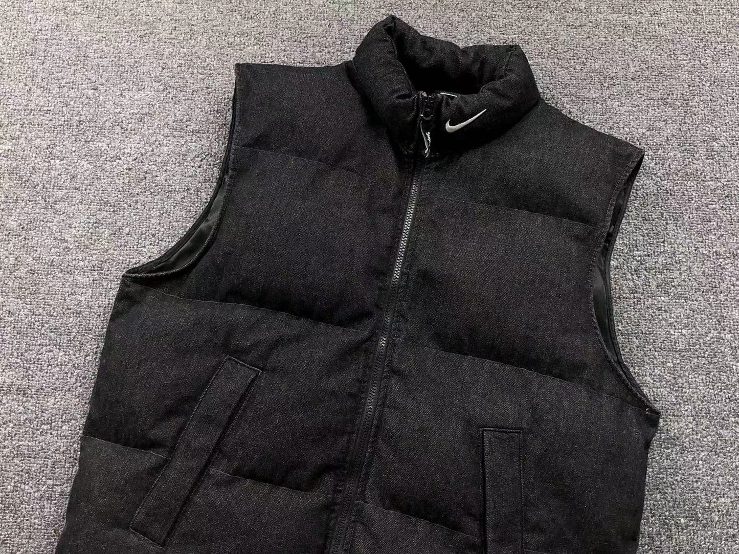 Supreme Nike Denim Puffer Chaleco Negro