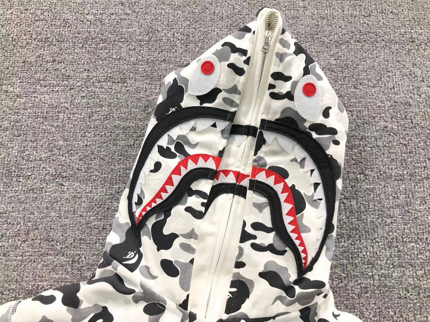 BAPE ABC CAMO DOUBLE SHARK FULL ZIP HOODIE GREY