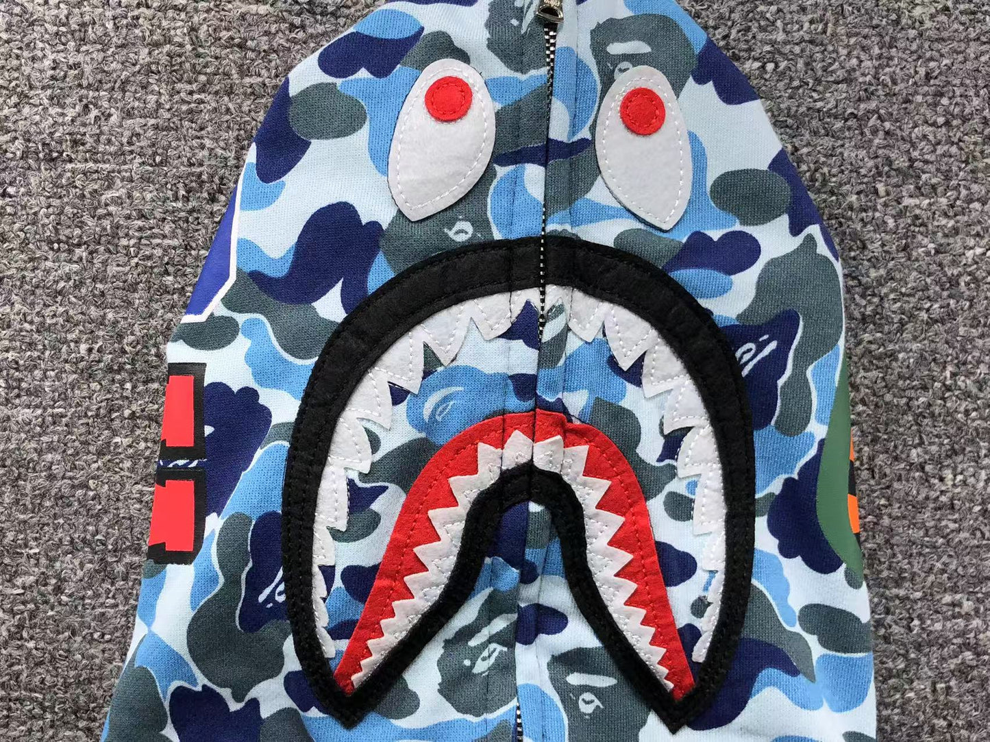 BAPE ABC SHARK FULL ZIP DOUBLE HOODIE BLACK BLUE