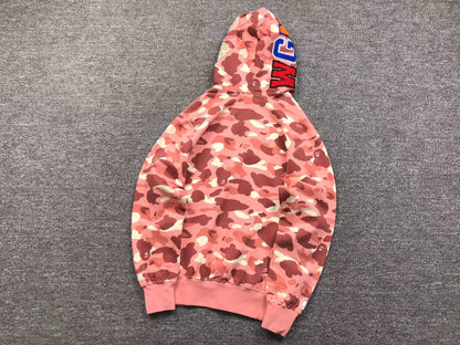 BAPE X BARBIE DOT CAMO SHARK FULL ZIP HOODIE PINK