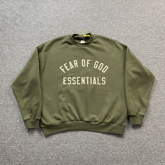 FEAR OF GOD ESSENTIALS CREWNECK MILITARY