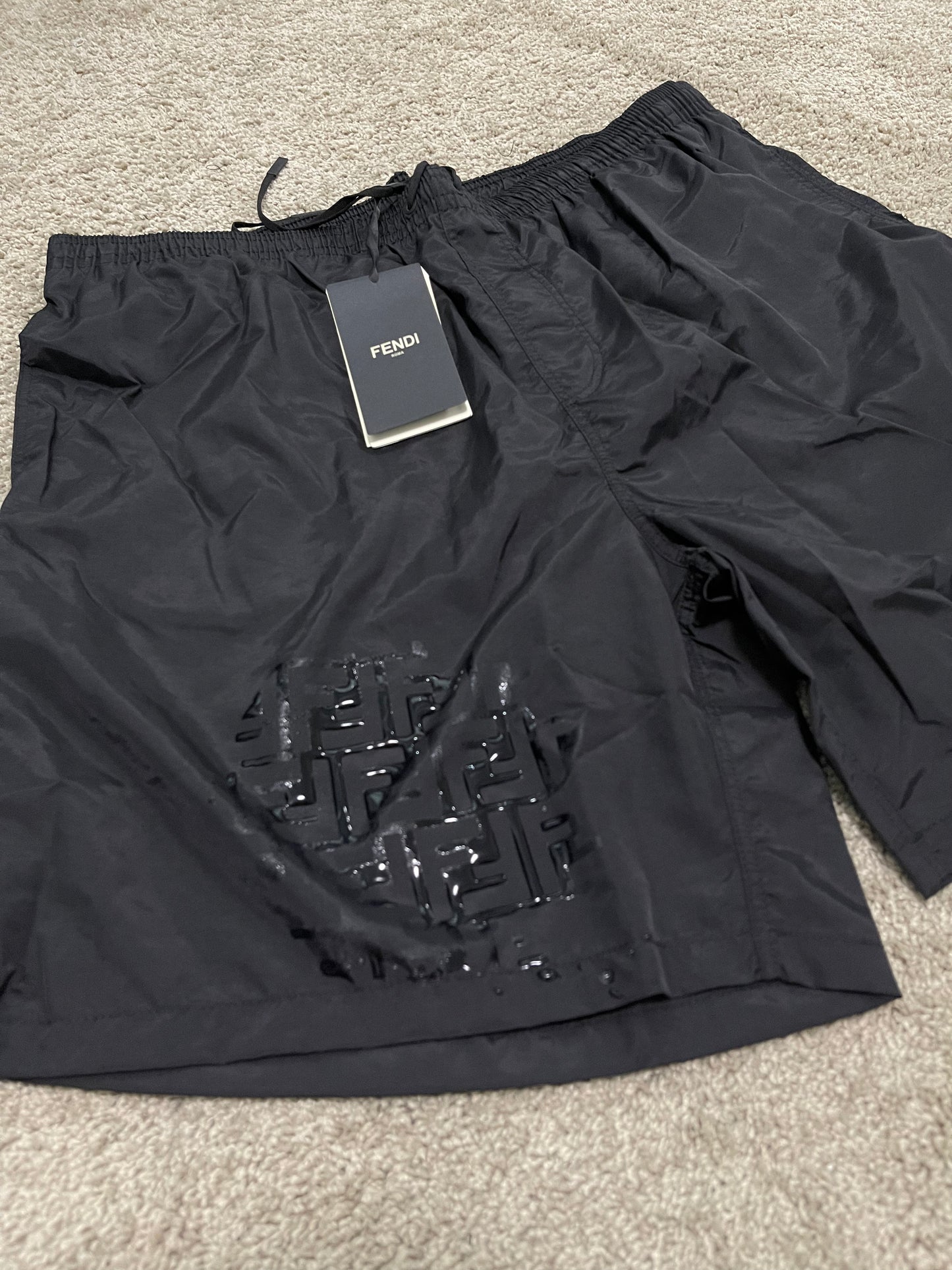 FENDI WATER REACTIVE SWIM SHORTS BLACK