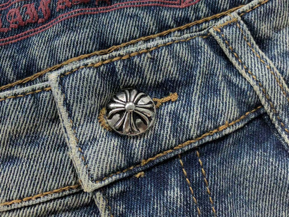 Chrome Hearts Cross Patch Pantalon Jeans Azul Lavado