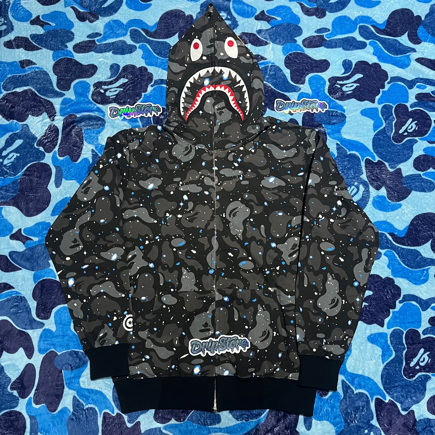 Campera Bape Space Camo Shark Full Zip Negro