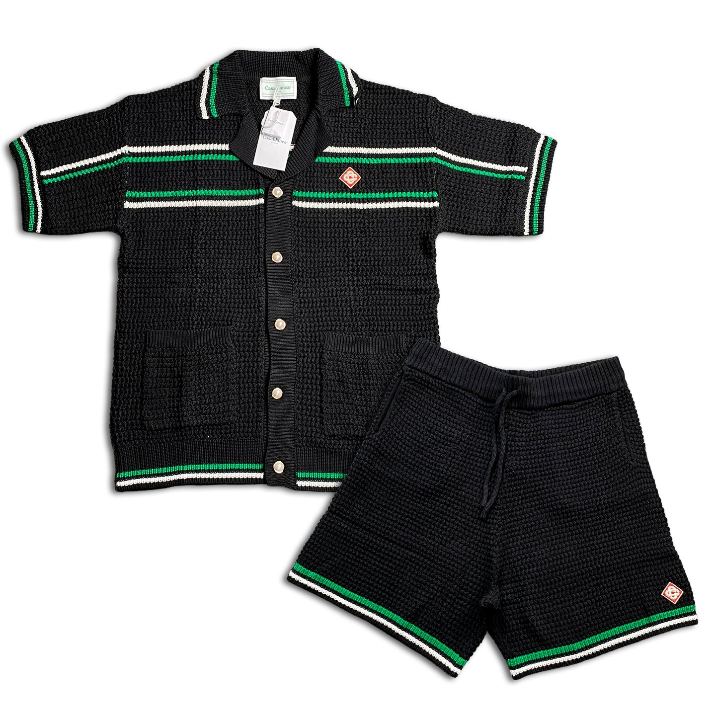 Conjunto Casablanca Crochet Negro Verde