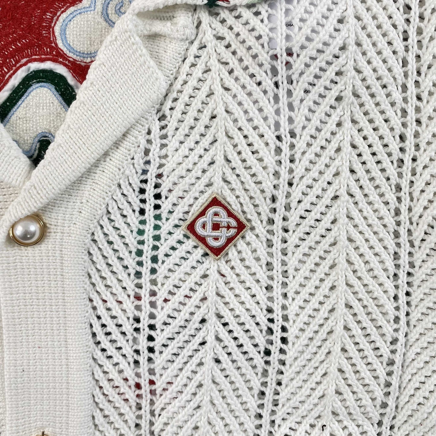 Conjunto Casablanca Crochet Blanco Logo