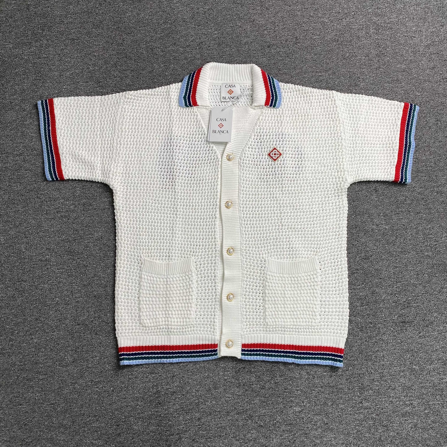 Conjunto Casablanca Crochet Blanco Logo