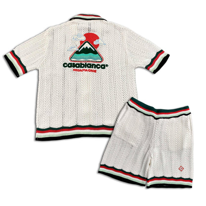 Conjunto Casablanca Crochet Blanco Logo