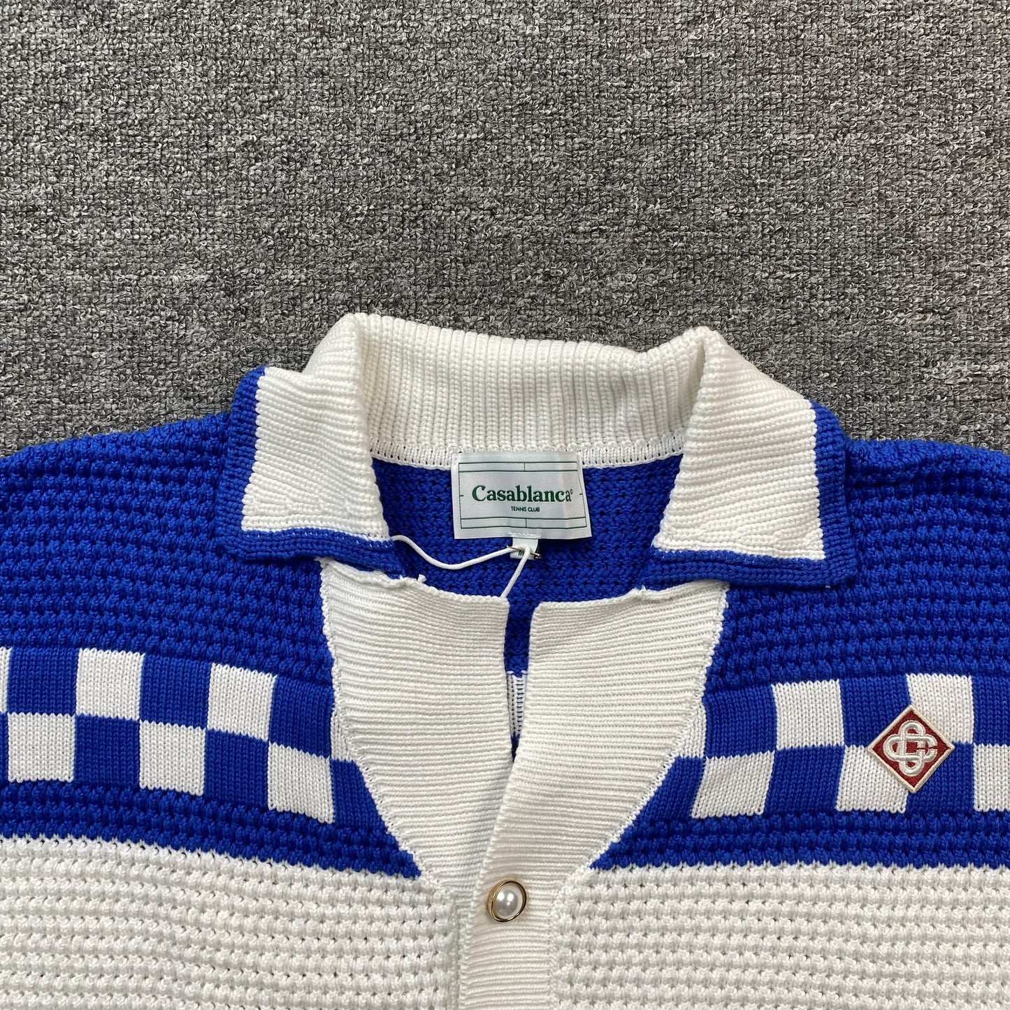 Conjunto Casablanca Crochet Blanco Azul