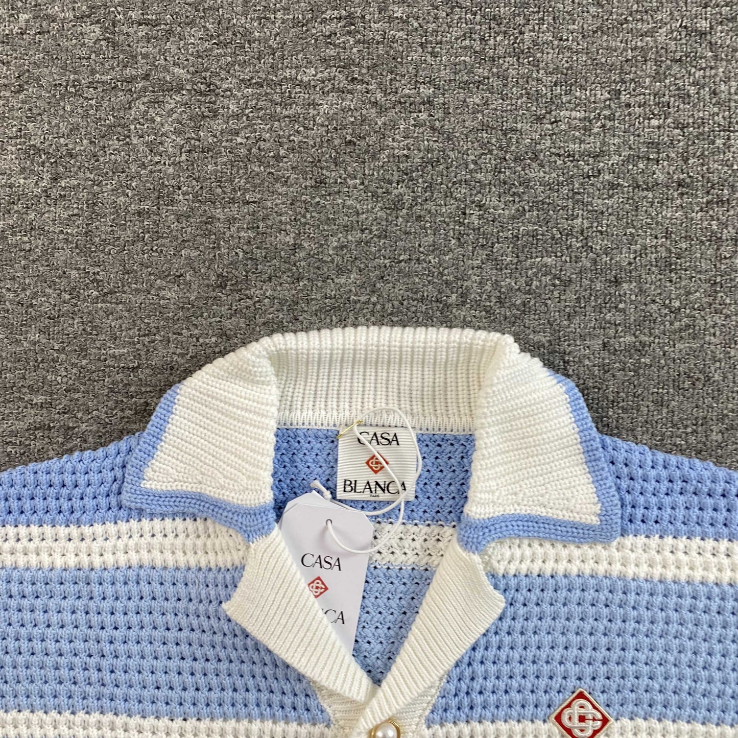 Conjunto Casablanca Crochet Blanco Celeste