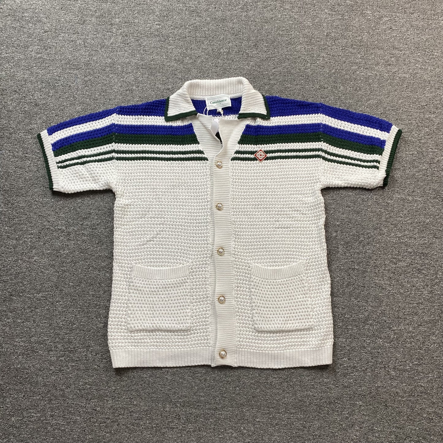 Conjunto Casablanca Crochet Blanco Azul