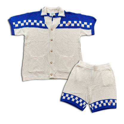 Conjunto Casablanca Crochet Blanco Azul
