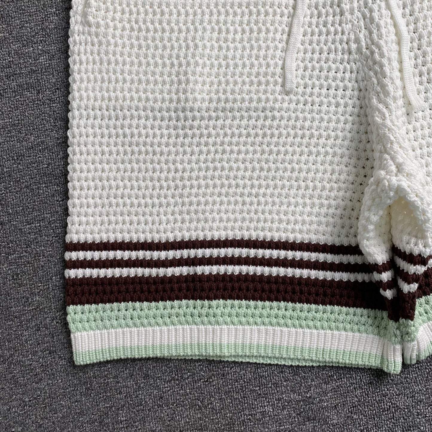 Conjunto Casablanca Crochet Blanco Marrón