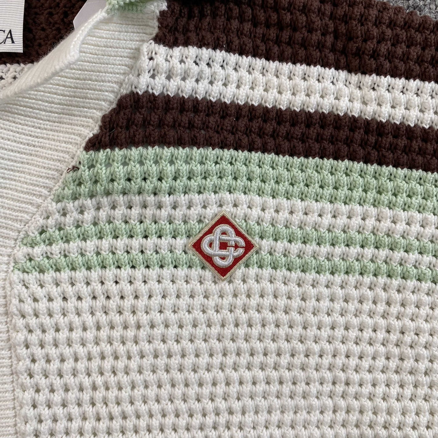 Conjunto Casablanca Crochet Blanco Marrón