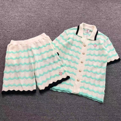 Conjunto Casablanca Crochet Blanco Verde