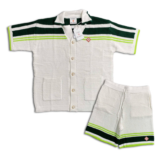Conjunto Casablanca Crochet Blanco Verde