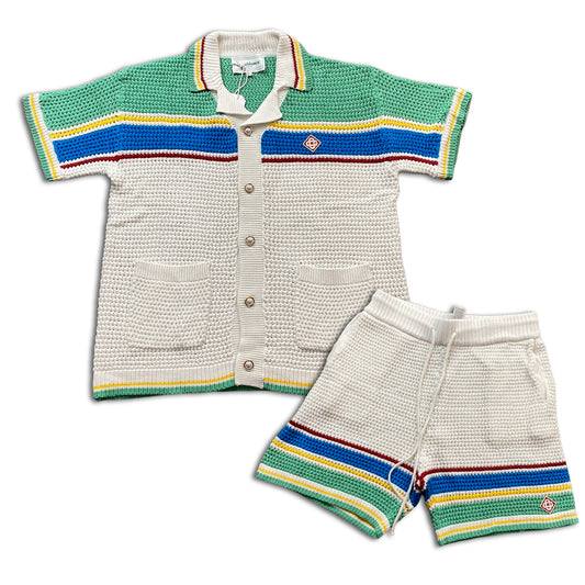 Conjunto Casablanca Crochet Blanco Verde