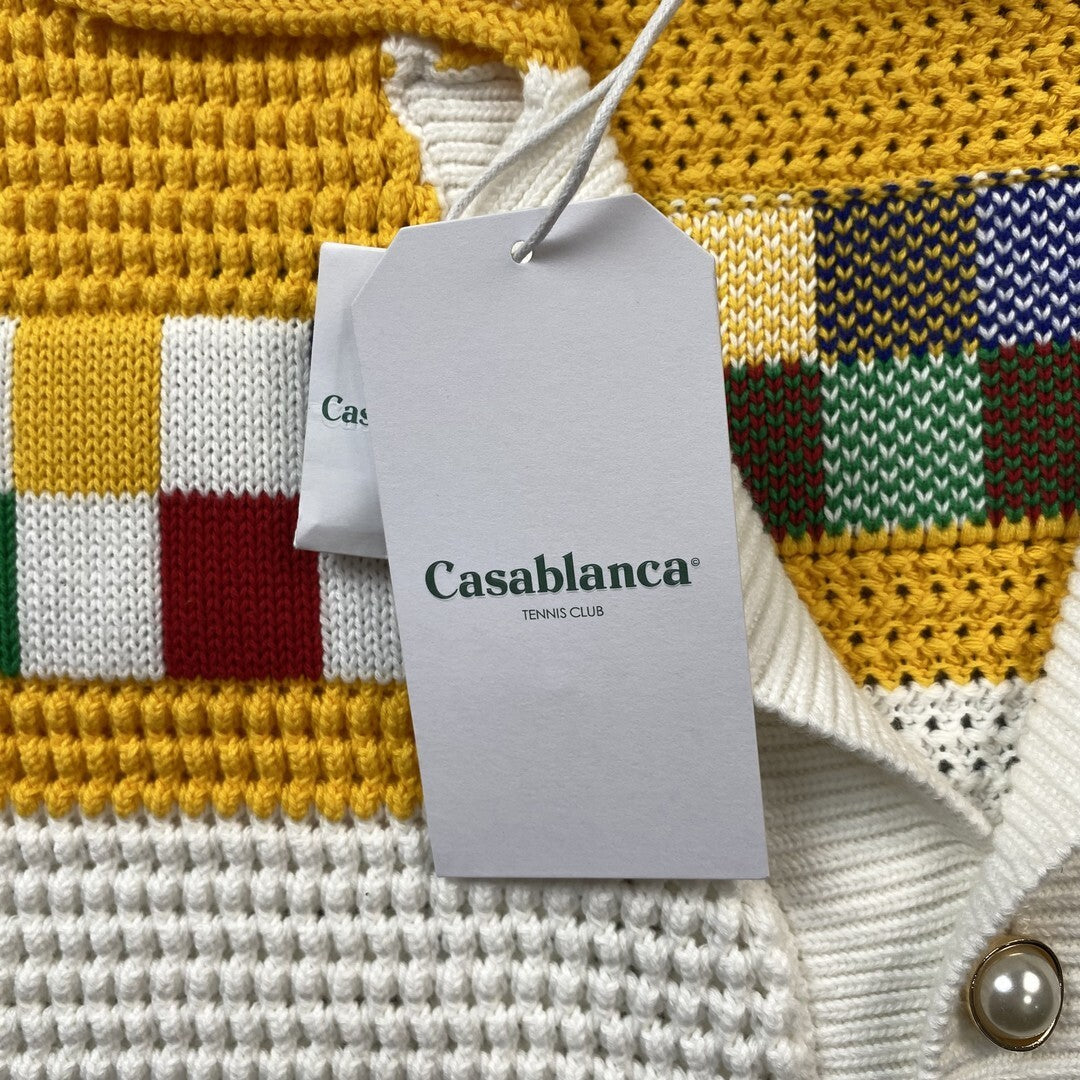 Conjunto Casablanca Crochet Blanco Amarillo