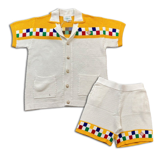 Conjunto Casablanca Crochet Blanco Amarillo